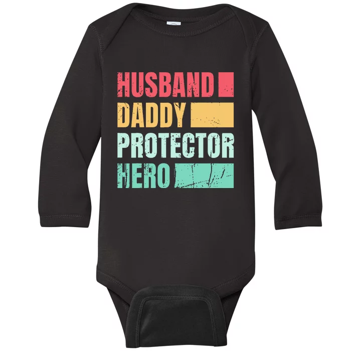 Husband Daddy Protector Hero Baby Long Sleeve Bodysuit