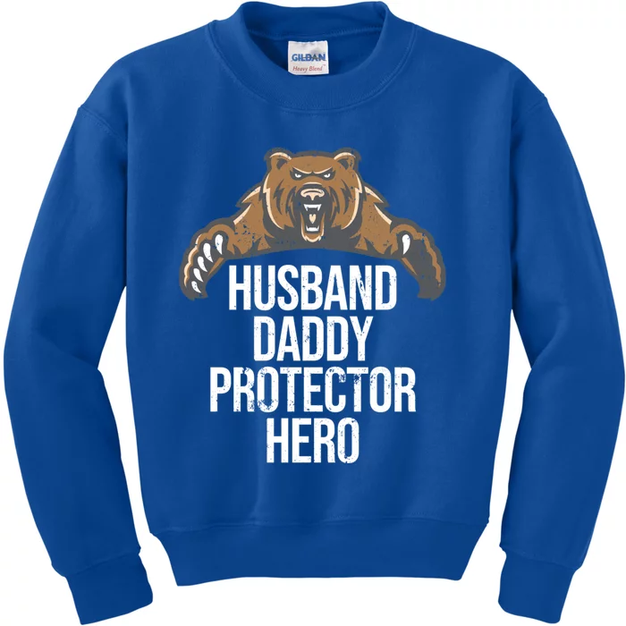 Husband Daddy Protector Hero Cool Bear Father Dad Cool Gift Kids Sweatshirt