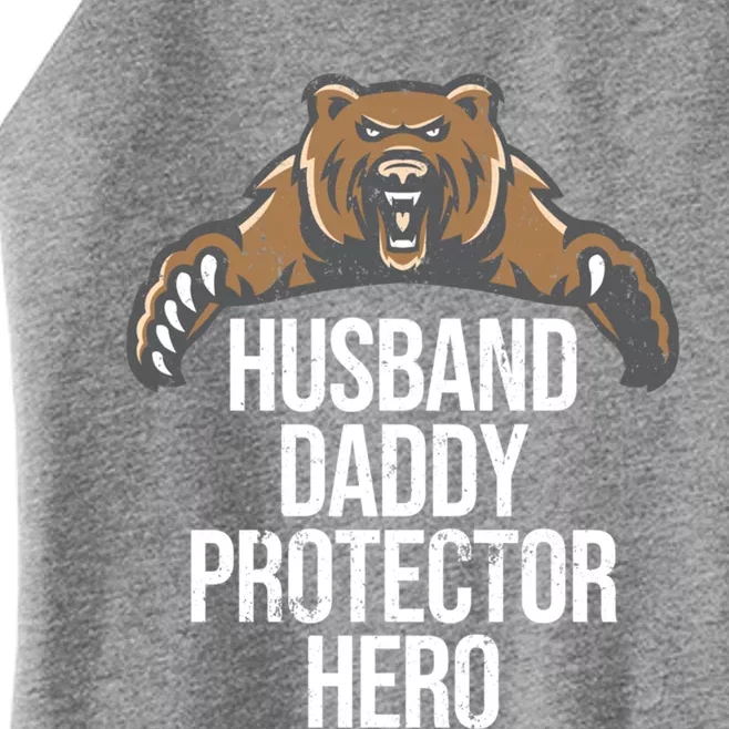 Husband Daddy Protector Hero Cool Bear Father Dad Cool Gift Women’s Perfect Tri Rocker Tank