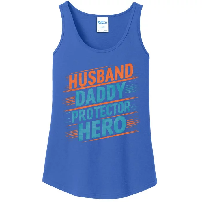 Husband Daddy Protector Hero Fathers Day Gift Ladies Essential Tank