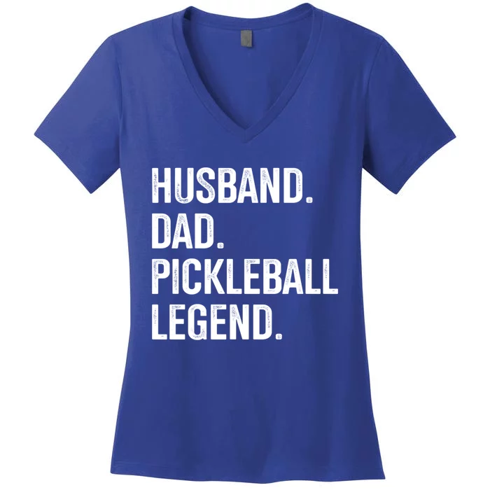 Husband Dad Pickleball Legend For Fathers Day And Birthday Cute Gift Women's V-Neck T-Shirt