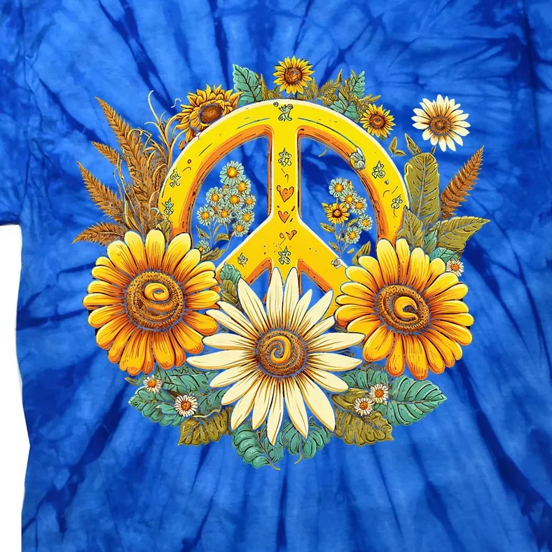 Hippie Daisy Peace Sign Retro Flower Sunflower Lovers Tie-Dye T-Shirt