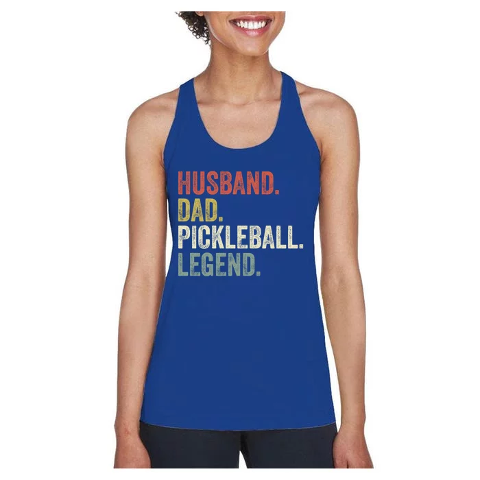 Husband Dad Pickleball Playings Retro 70s Style FatherS Day Gift Women's Racerback Tank