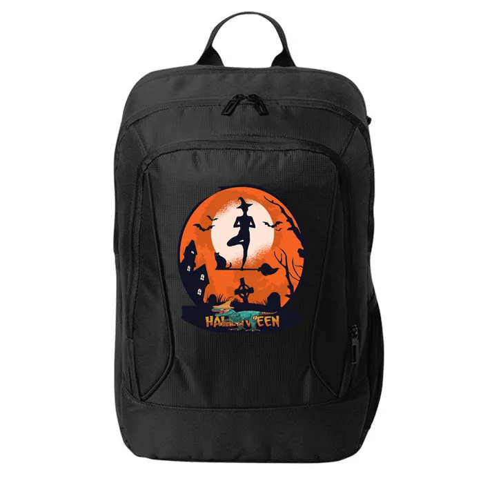 Halloween Dinosaur Pumpkin Yoga Namaste Witches Meaningful Gift City Backpack