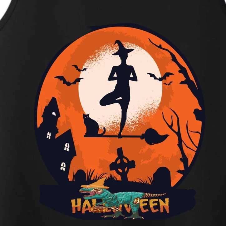 Halloween Dinosaur Pumpkin Yoga Namaste Witches Meaningful Gift Performance Tank