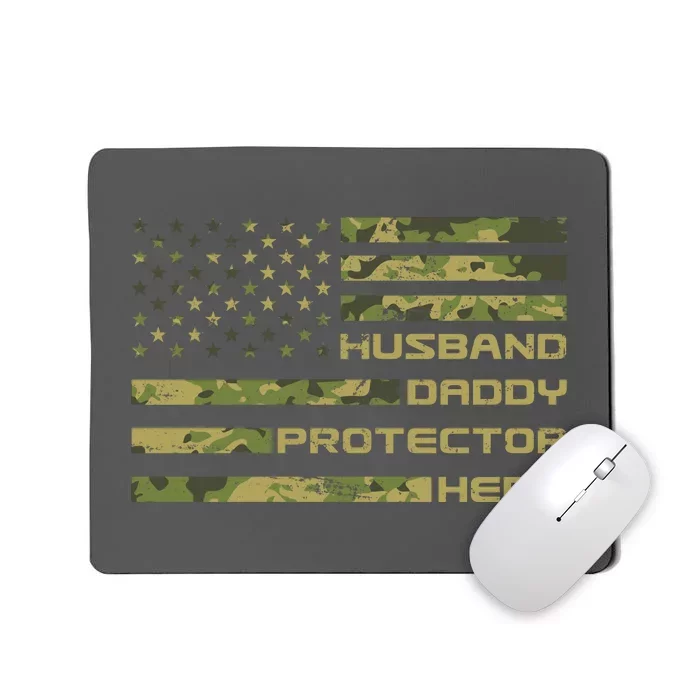 Husband Daddy Protector Hero Camouflage Usa Flag Mousepad