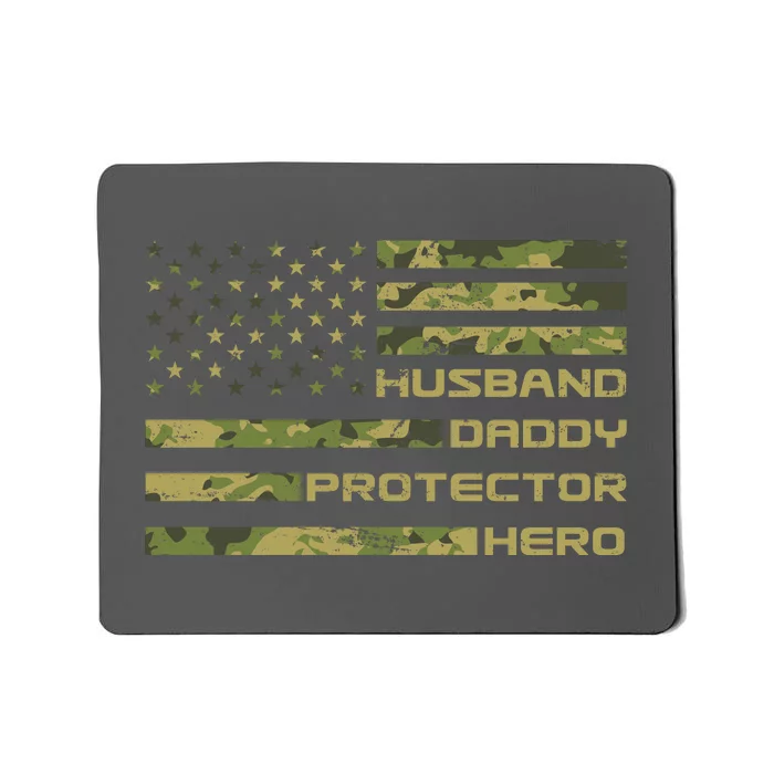 Husband Daddy Protector Hero Camouflage Usa Flag Mousepad