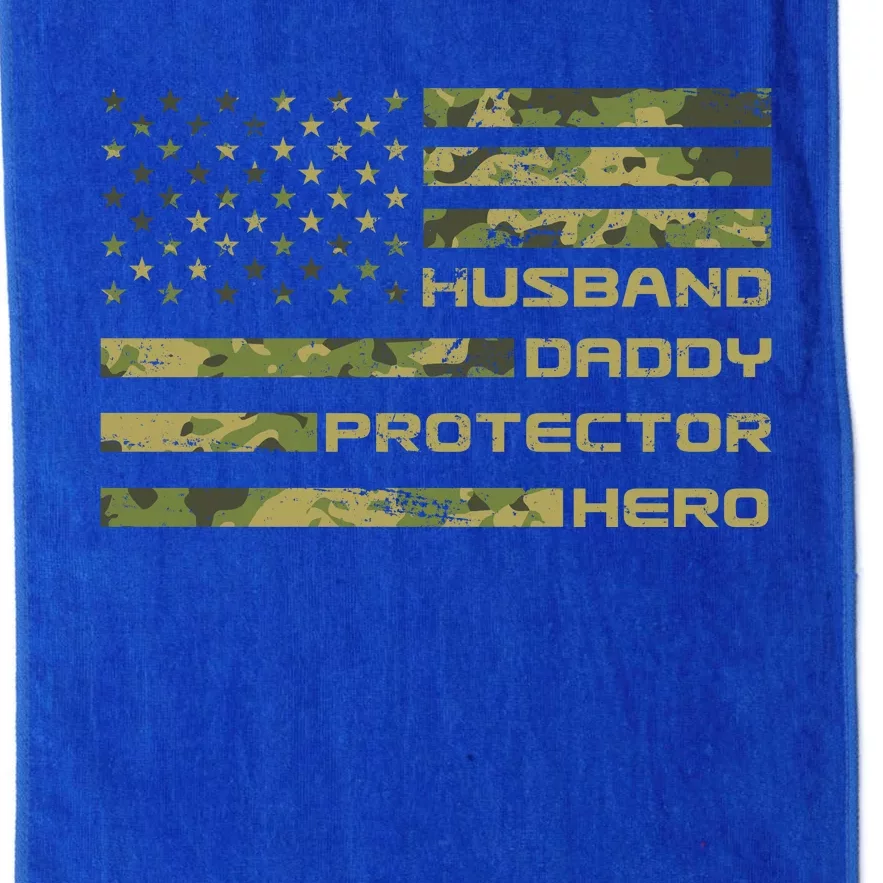 Husband Daddy Protector Hero Camouflage Usa Flag Platinum Collection Golf Towel