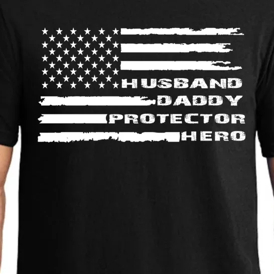 Husband Daddy Protector Hero Proud Dad Us Flag S Funny Gift Pajama Set