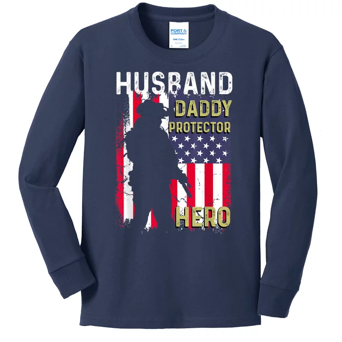 Husband Daddy Protector Kids Long Sleeve Shirt