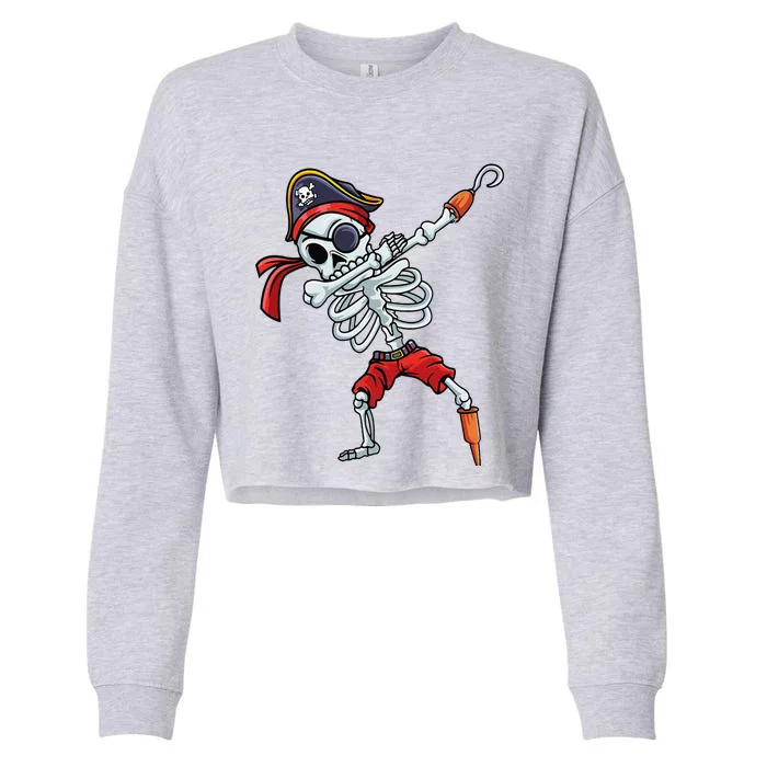 Halloween Dabbing Pirate Skeleton Funny Dab Cropped Pullover Crew