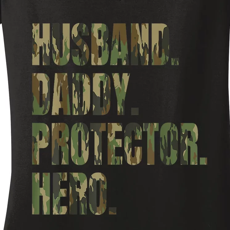 Husband Daddy Protector Hero Women's V-Neck T-Shirt