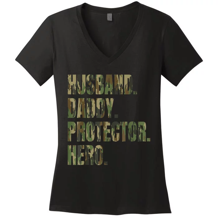 Husband Daddy Protector Hero Women's V-Neck T-Shirt