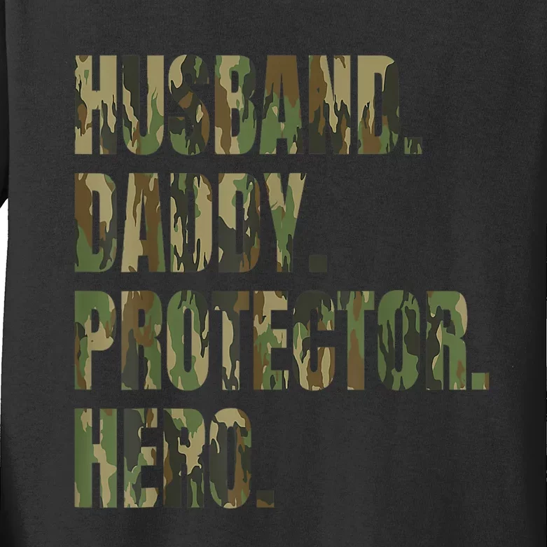 Husband Daddy Protector Hero Kids Long Sleeve Shirt