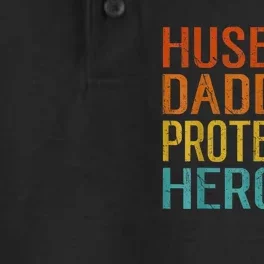 Husband Daddy Protector Hero FatherS Day Dry Zone Grid Performance Polo