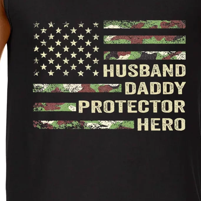 Husband Daddy Protector Hero Fathers Day Camo American Flag Comfort Colors® Tank Top