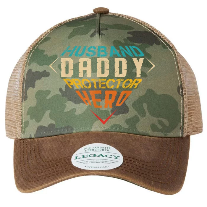 Husband Daddy Protector Hero FatherS Day Gift From Wife Legacy Tie Dye Trucker Hat