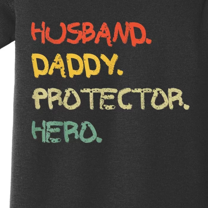 Husband Daddy Protector Hero FatherS Day Gift From Wife Son Baby Bodysuit