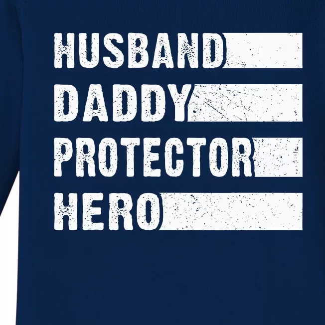 Husband Daddy Protector Hero Baby Long Sleeve Bodysuit