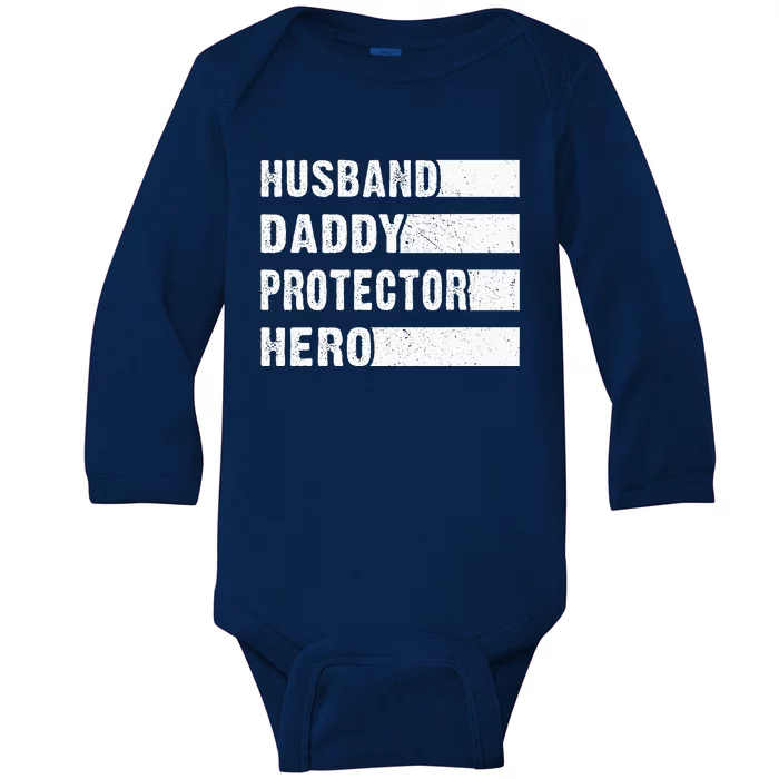 Husband Daddy Protector Hero Baby Long Sleeve Bodysuit