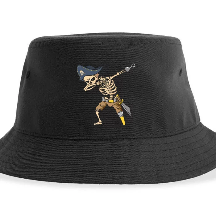 Halloween Dabbing Pirate Skeleton Sustainable Bucket Hat