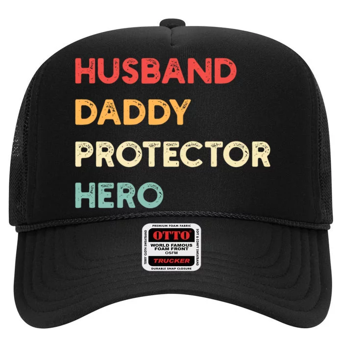 Husband Daddy Protector Hero High Crown Mesh Trucker Hat