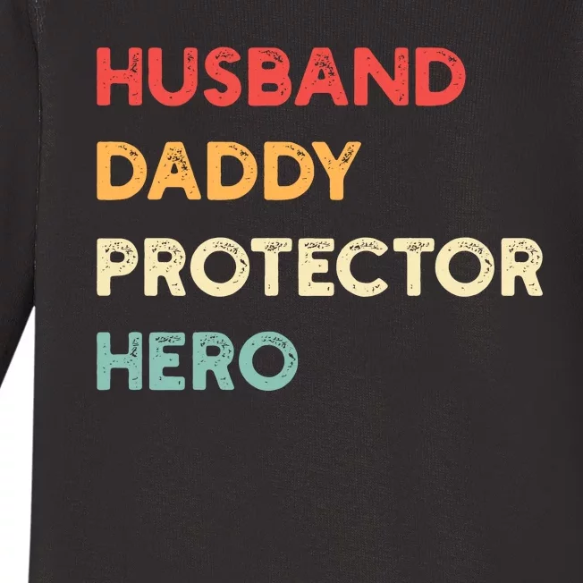 Husband Daddy Protector Hero Baby Long Sleeve Bodysuit