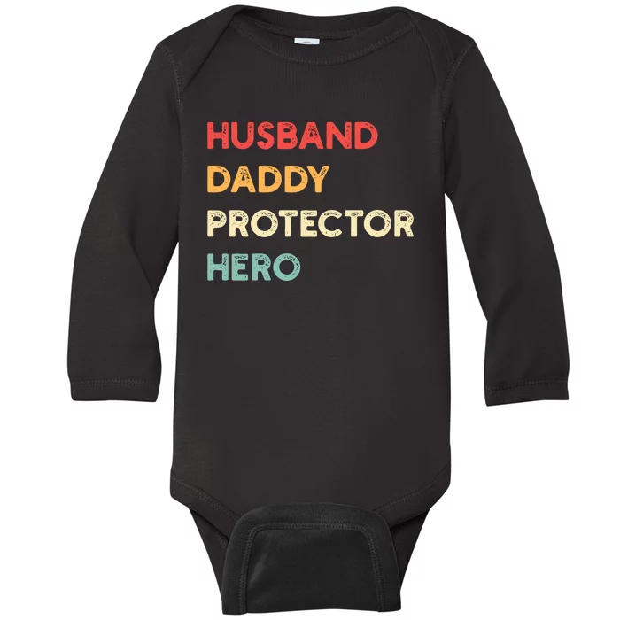 Husband Daddy Protector Hero Baby Long Sleeve Bodysuit