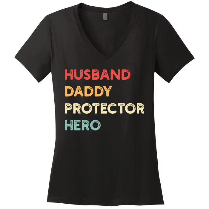 Husband Daddy Protector Hero Women's V-Neck T-Shirt