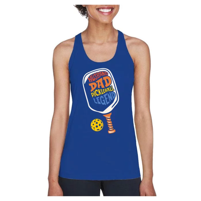 Husband Dad Pickleball Legend FatherS Day Paddleball Player Gift Women's Racerback Tank