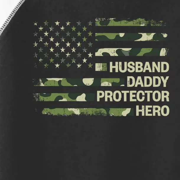 Husband Daddy Protector Hero Camouflage Flag Dad Fathers Day Toddler Fine Jersey T-Shirt