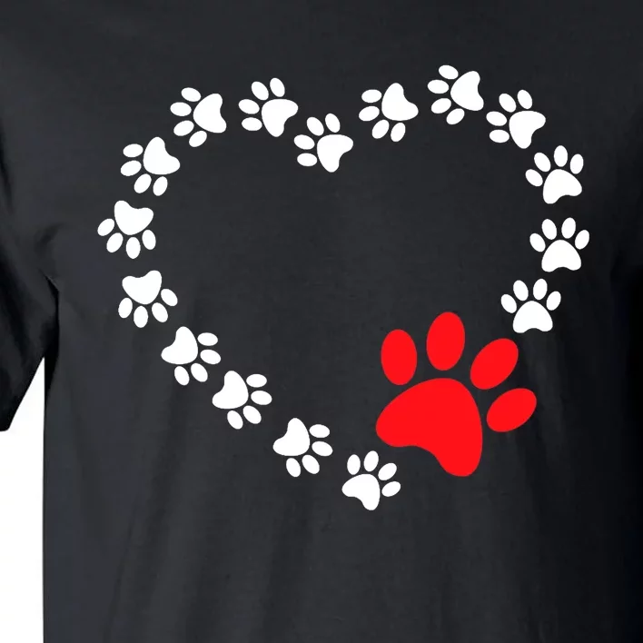 Heart Dogs Paw Cute Prints On My Valentines Day Dogs Owners Tall T-Shirt