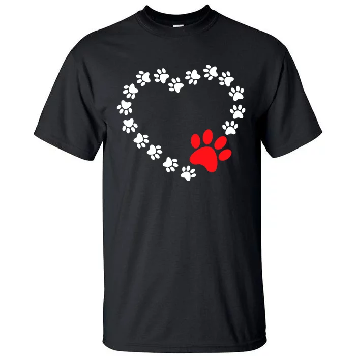 Heart Dogs Paw Cute Prints On My Valentines Day Dogs Owners Tall T-Shirt