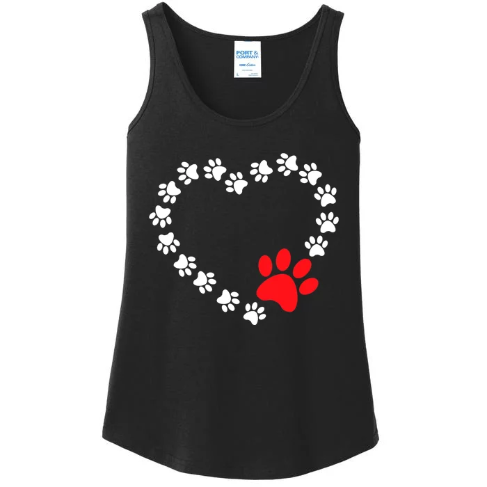 Heart Dogs Paw Cute Prints On My Valentines Day Dogs Owners Ladies Essential Tank