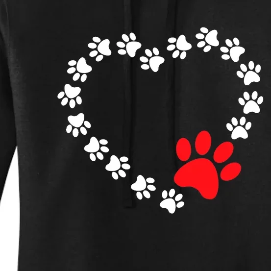 Heart Dogs Paw Cute Prints On My Valentines Day Dogs Owners Women's Pullover Hoodie