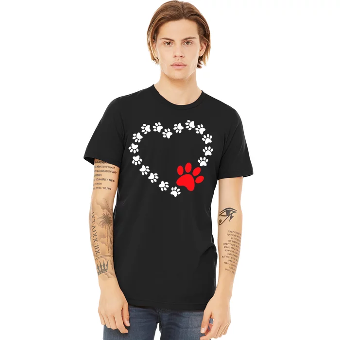 Heart Dogs Paw Cute Prints On My Valentines Day Dogs Owners Premium T-Shirt