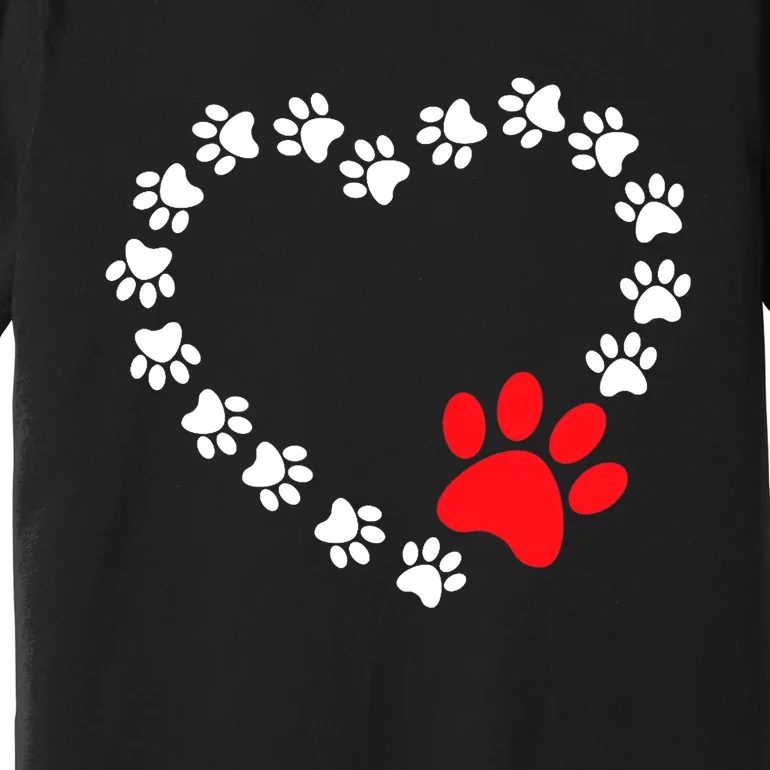 Heart Dogs Paw Cute Prints On My Valentines Day Dogs Owners Premium T-Shirt