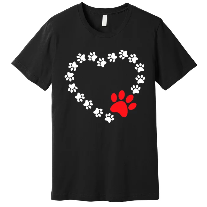 Heart Dogs Paw Cute Prints On My Valentines Day Dogs Owners Premium T-Shirt