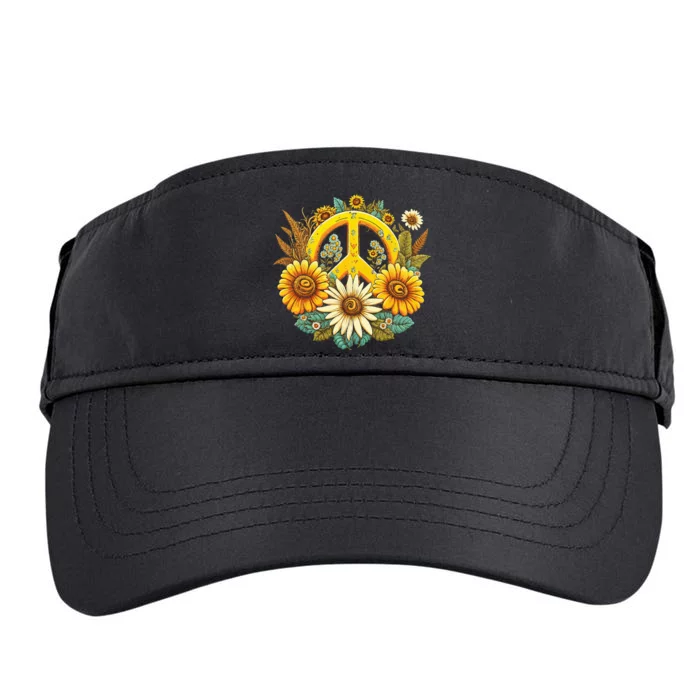 Hippie Daisy Peace Sign Retro Flower Sunflower Lovers Adult Drive Performance Visor