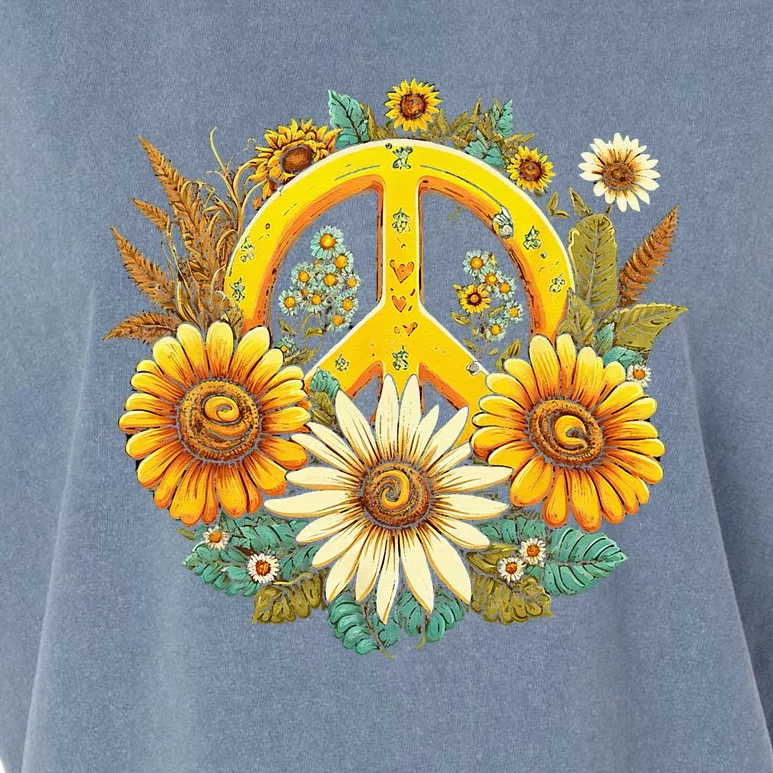 Hippie Daisy Peace Sign Retro Flower Sunflower Lovers Garment-Dyed Women's Muscle Tee