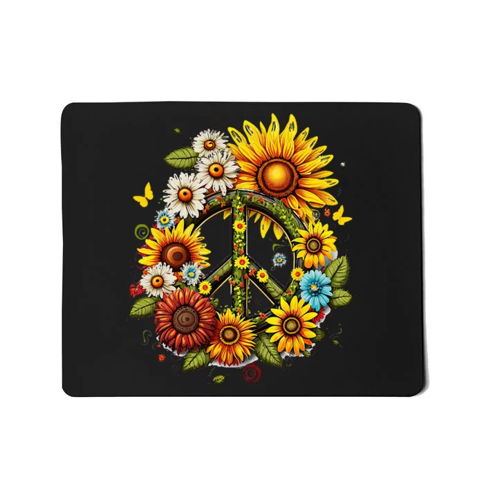 Hippie Daisy Peace Sign Retro Flower Sunflower Lovers Mousepad