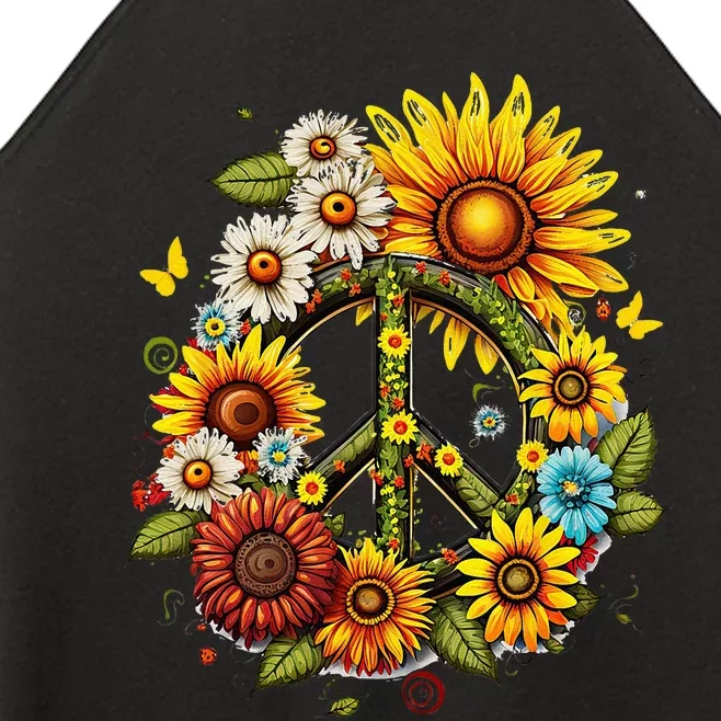 Hippie Daisy Peace Sign Retro Flower Sunflower Lovers Women’s Perfect Tri Rocker Tank