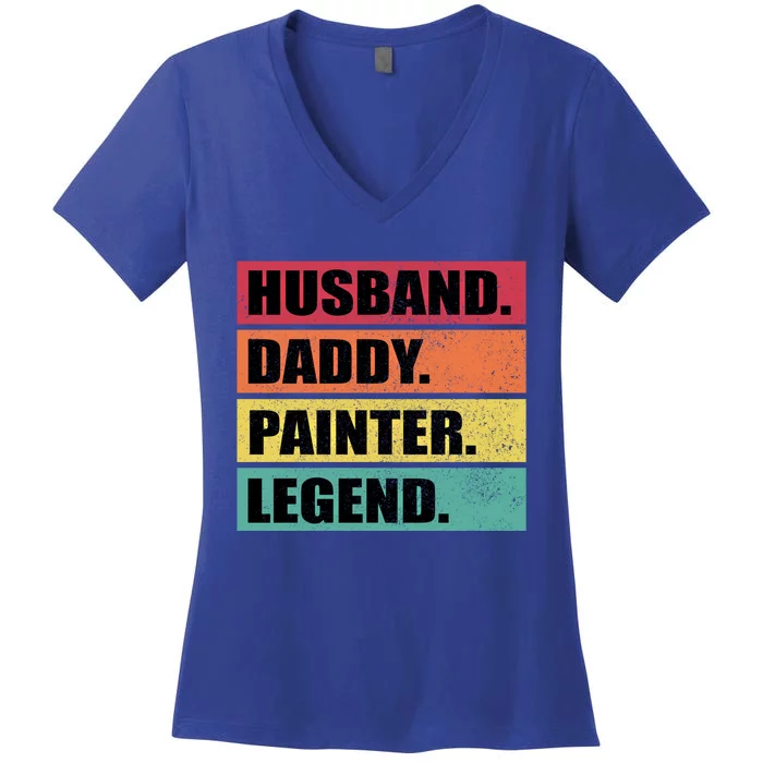 Husband Daddy Painter Legend Retro Fathers Day Great Gift Women's V-Neck T-Shirt