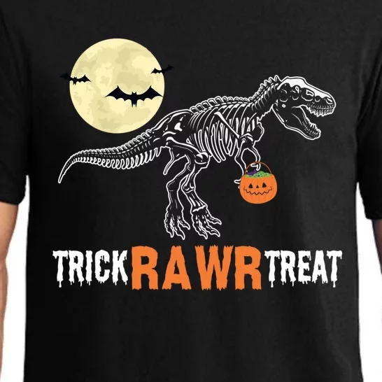 Halloween Dinosaur Pumkin Moon Bat Trick Rawr Treat Funny Cool Gift Pajama Set