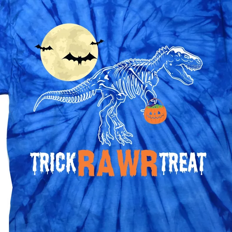 Halloween Dinosaur Pumkin Moon Bat Trick Rawr Treat Funny Cool Gift Tie-Dye T-Shirt