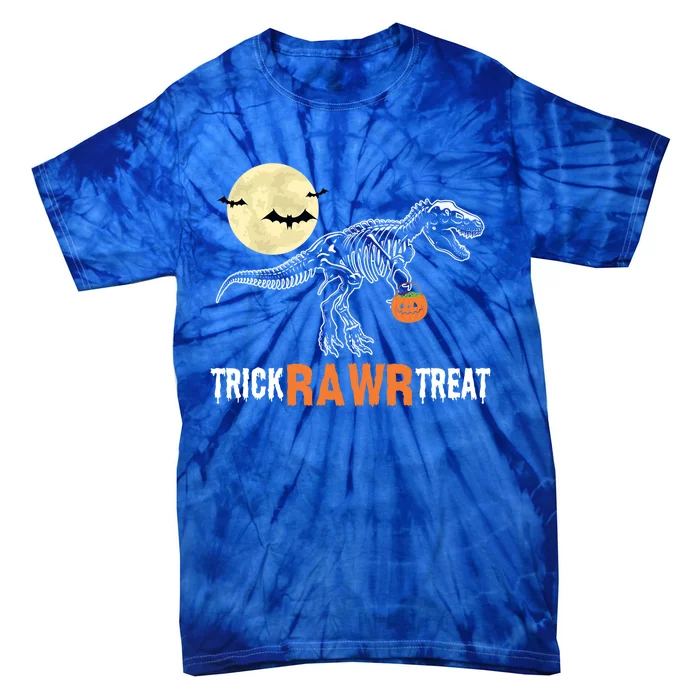 Halloween Dinosaur Pumkin Moon Bat Trick Rawr Treat Funny Cool Gift Tie-Dye T-Shirt