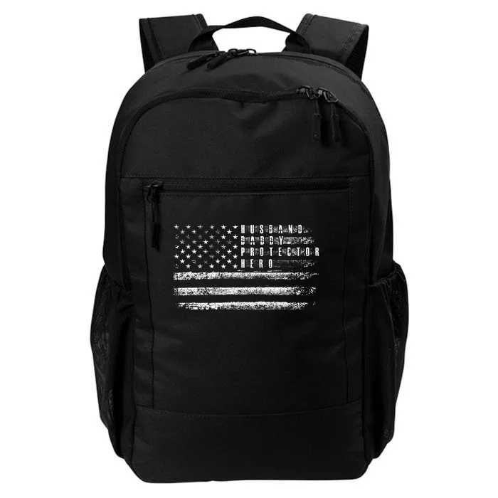 Husband Daddy Protector Hero Us American Flag Daily Commute Backpack