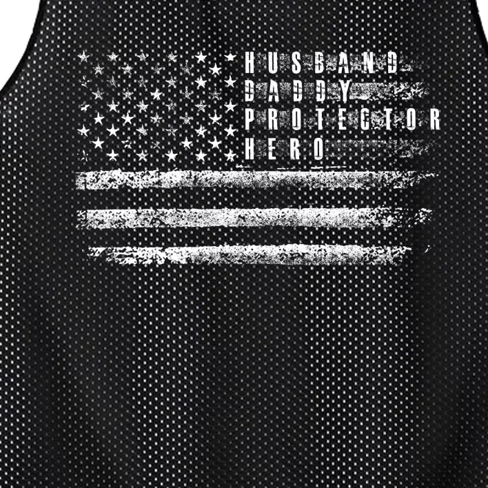 Husband Daddy Protector Hero Us American Flag Mesh Reversible Basketball Jersey Tank