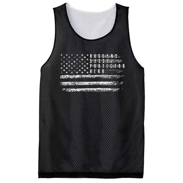 Husband Daddy Protector Hero Us American Flag Mesh Reversible Basketball Jersey Tank