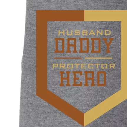 Husband Daddy Protector Hero Fathers Day Daddy Parenthood Cool Gift Doggie 3-End Fleece Hoodie